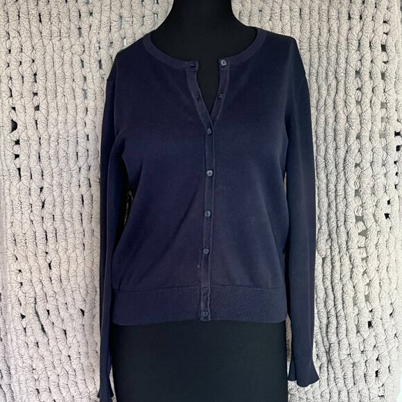 2 H&M Fine Knit Crewneck Cardigans Navy Blue & Medium Blue SIze M - Picture 12 of 16